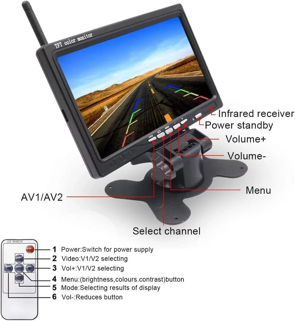 IR Wireless RV/SUV/Van/Pickup/Truck/Trailer RV 7 Camera 2 for and Kit Camera Backup Night Bileeko Vision inchMonitor Rear PCS View
