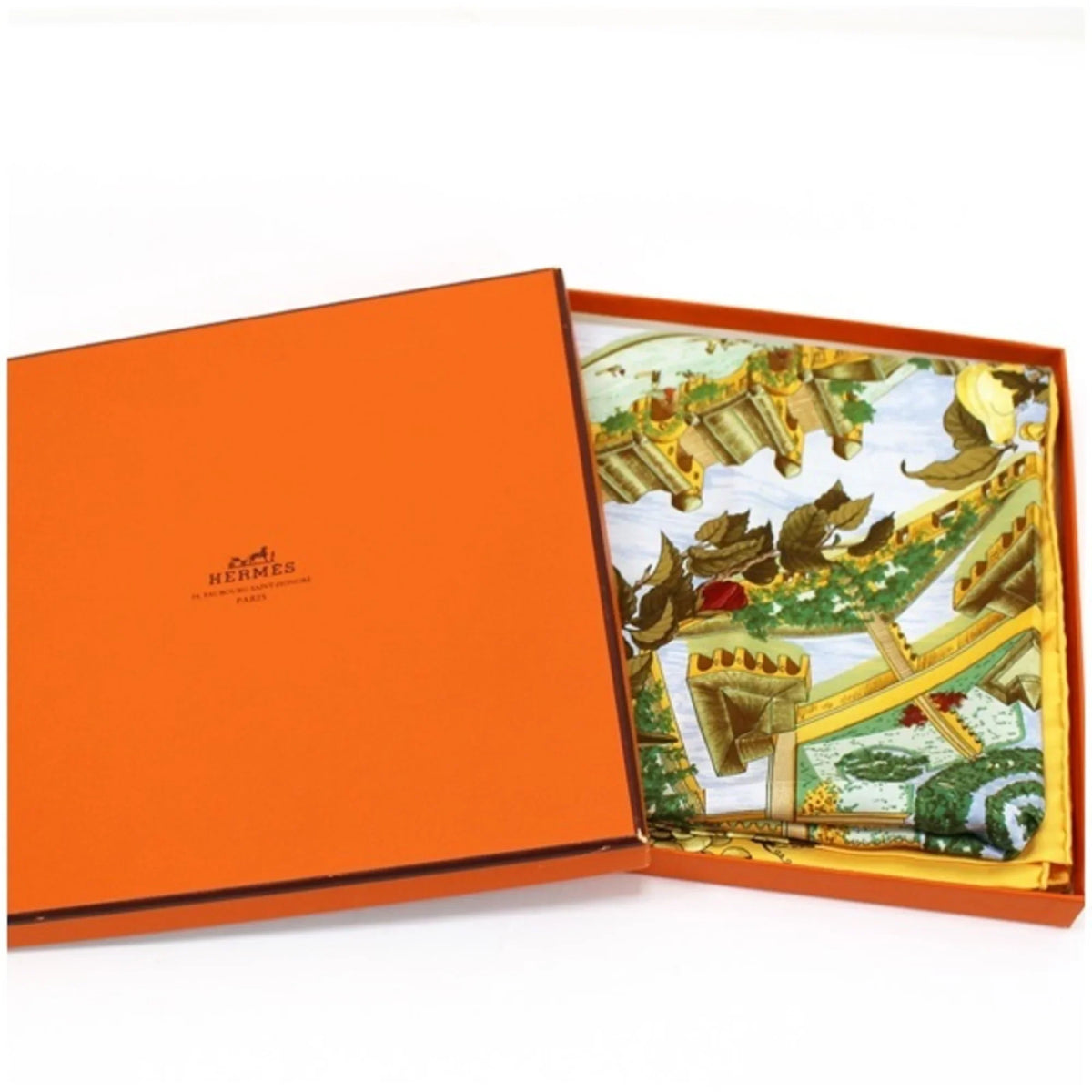 Paradise Hermes de HERMES Cocagne" 90 pays Carre Scarf Silk For Yellow Pre-Owned Ladies | In "Au (Good)