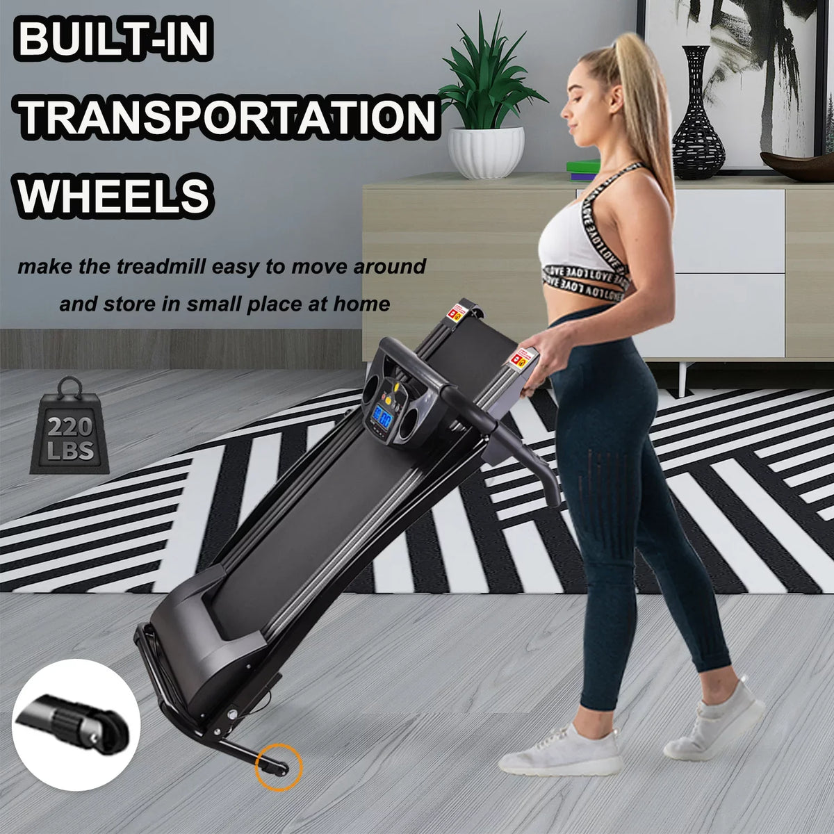 Safety Walking Exercise and Foldable Jogging Treadmill display,Pulse Home for Electric Running Office Key Sensor,Cup w/LCD Fitness Holder