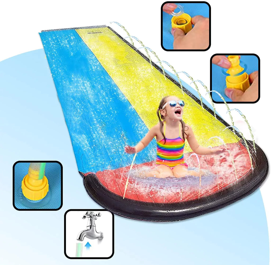 15.5ft for Backyard Game Sancty liquid Race Sprinkler Double Slides Children