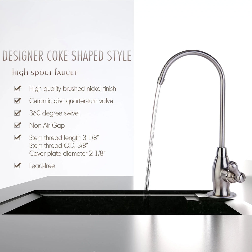 Brushed iSpring Heavy Drinking Osmosis, Spout Contemporary Reverse Faucet, Nickel Kitchen Sink RO GK1-BN Duty High liquid, Bar