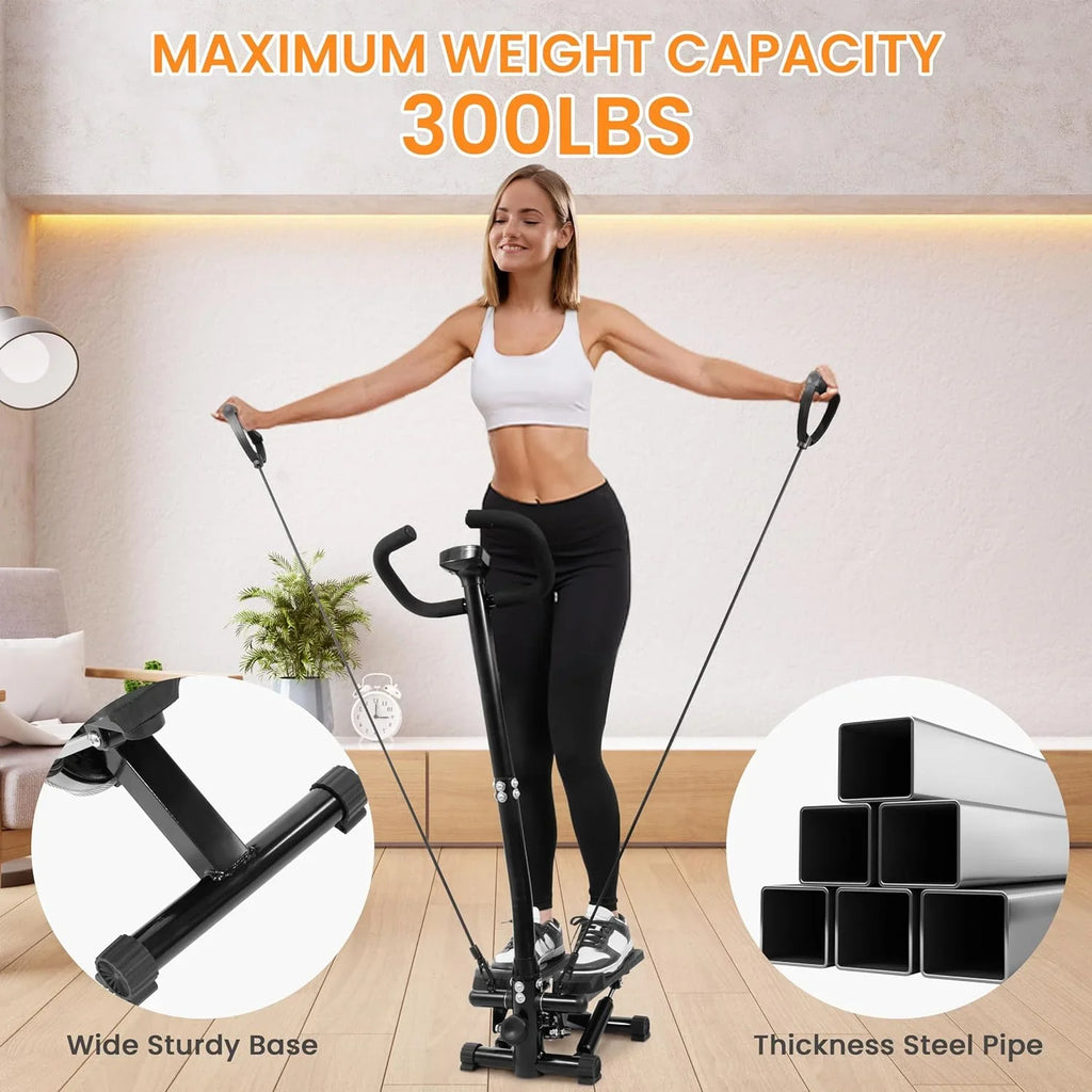 Signature Handle with Stepper with Without or Stair Stepper Bands, Adjustable Resistance Fitness Stepping Machine Mini