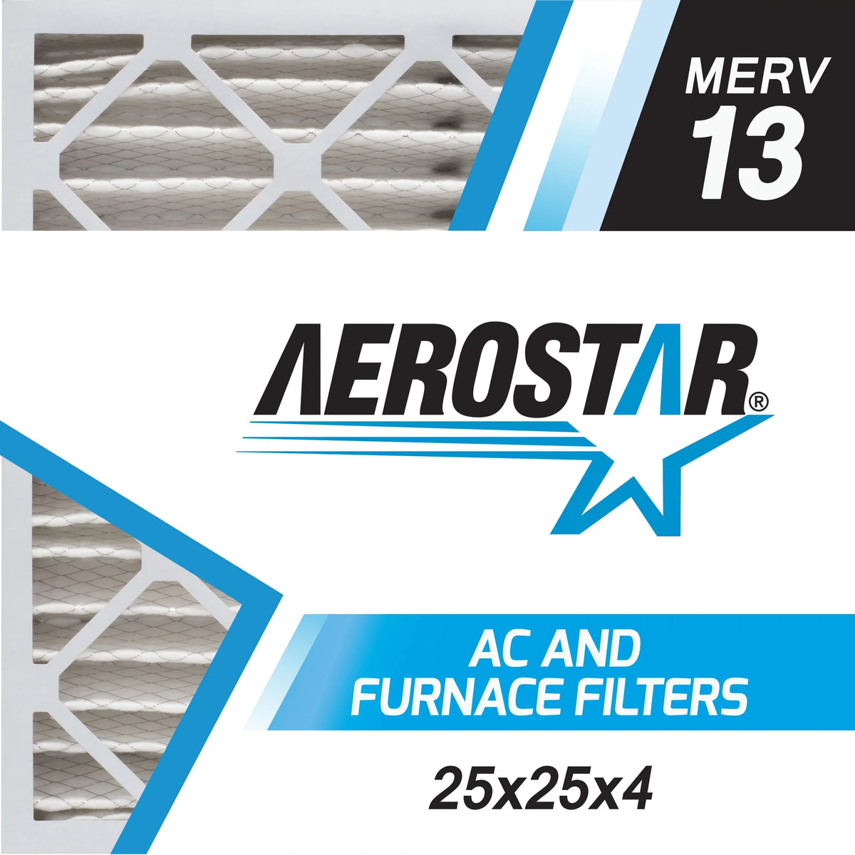 25x25x4 Filter, Made of 6, the 25 USA x in Aerostar Box x MERV Pleated 13, 25 Air 4,
