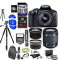 Lens Tripods Digital EOS Kit + Polaroid & Wide Super Camera II Canon Memory Rebel IS Cards EF-S 18-55mm T6 Angle 2.2X & Polaroid HD Telephoto SLR f/3.5-5.6 Accessory 50" 8" + with Lens + .43x + Bundle
