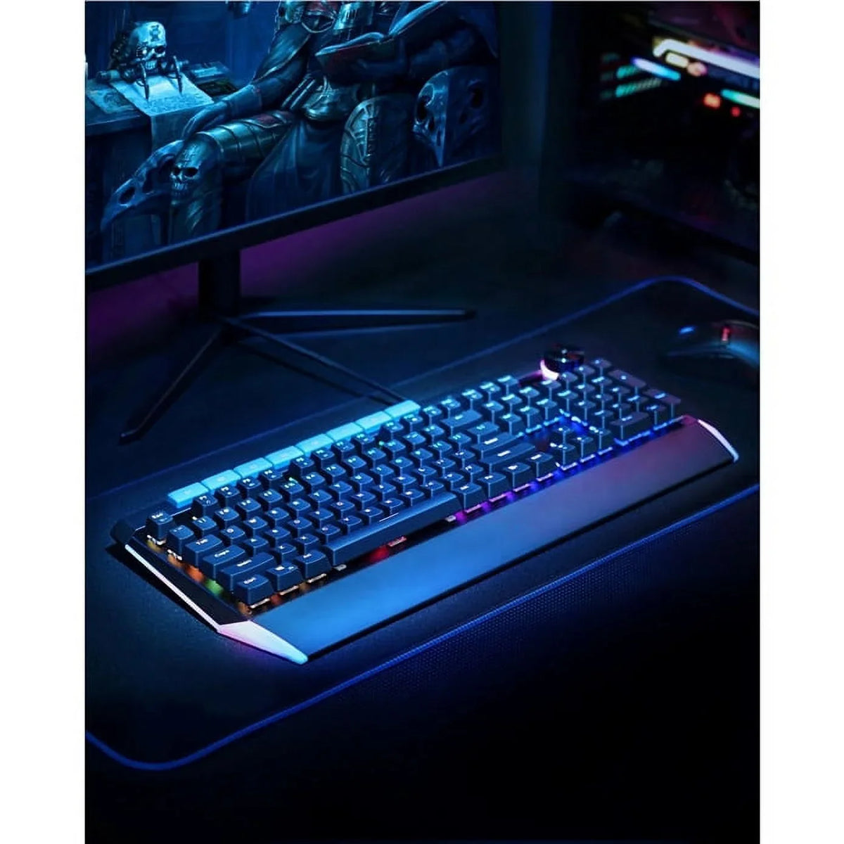 Mechanical 104key Button Keyboard with KMG17 Control AUKEY Volume Switches Blue