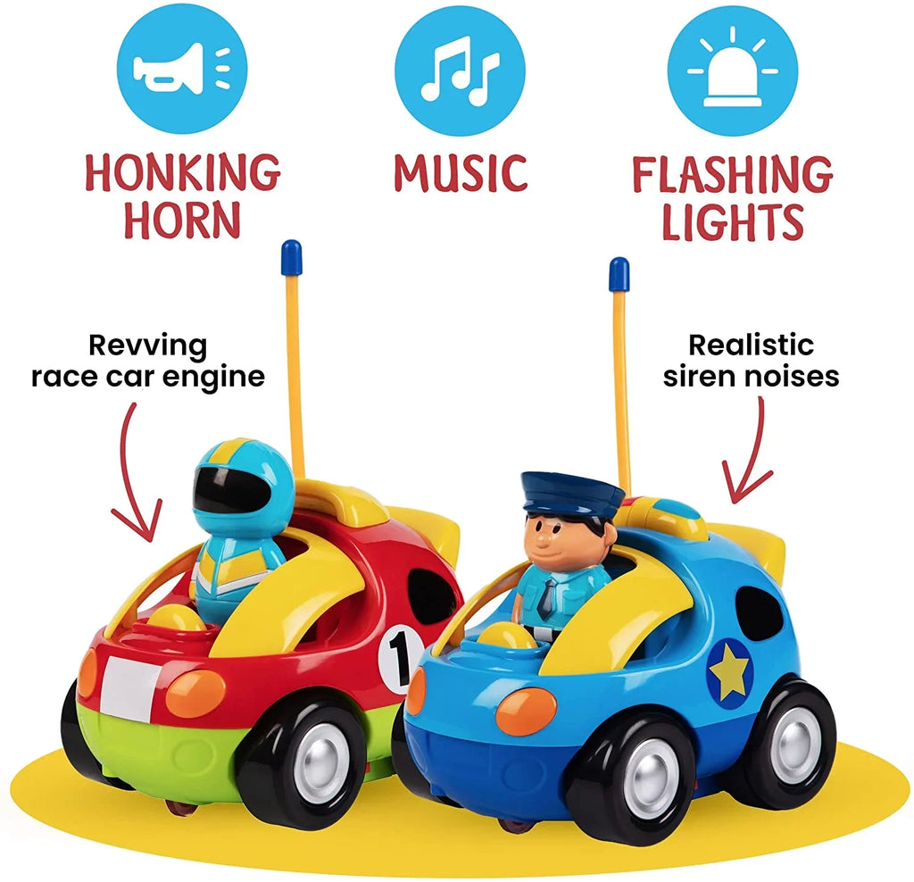 | Car Cars for with - Together Prextex - Race & Toys Boys, Different Cartoon Gifts Police Each Toddler - 2 2-4 Ages and Car Kids, Girls Control Remote Boys So RC Both Frequencies Pack for Race Can