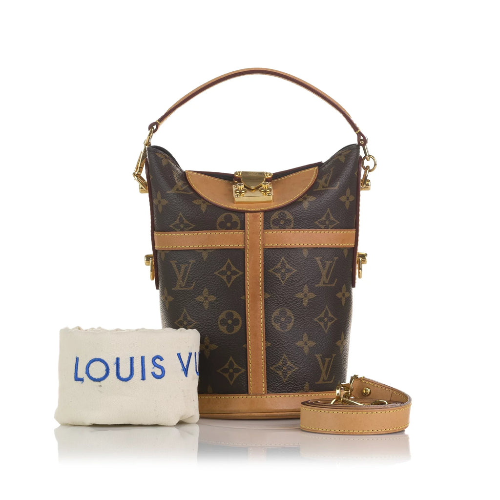 Authenticated Bag Monogram Pre-Owned Bucket DrawstringBag Brown Canvas Unisex Duffle