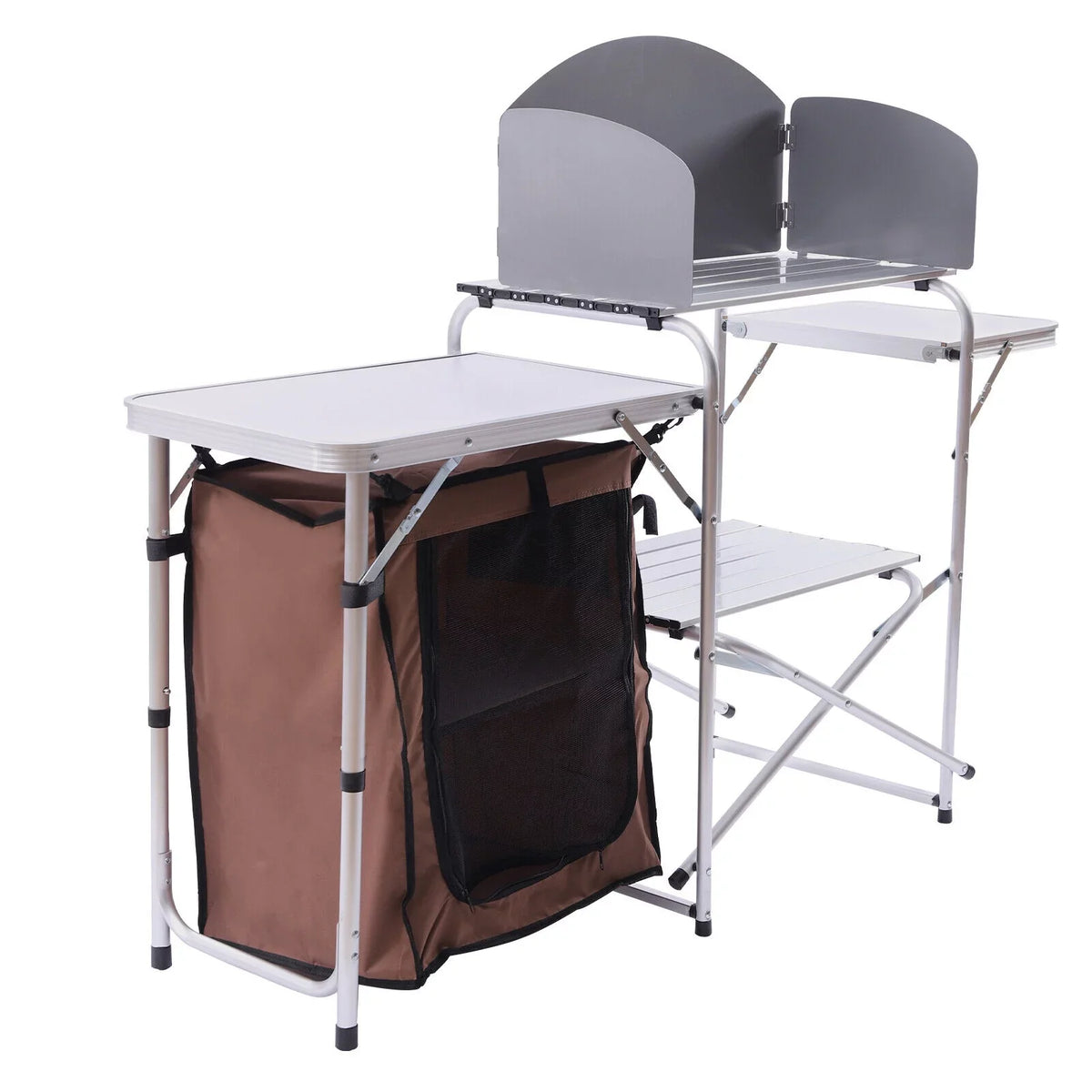 BBQ Rack Table Table Miumaeov Camping Cabinet Portable Folding Picnic Storage Kitchen