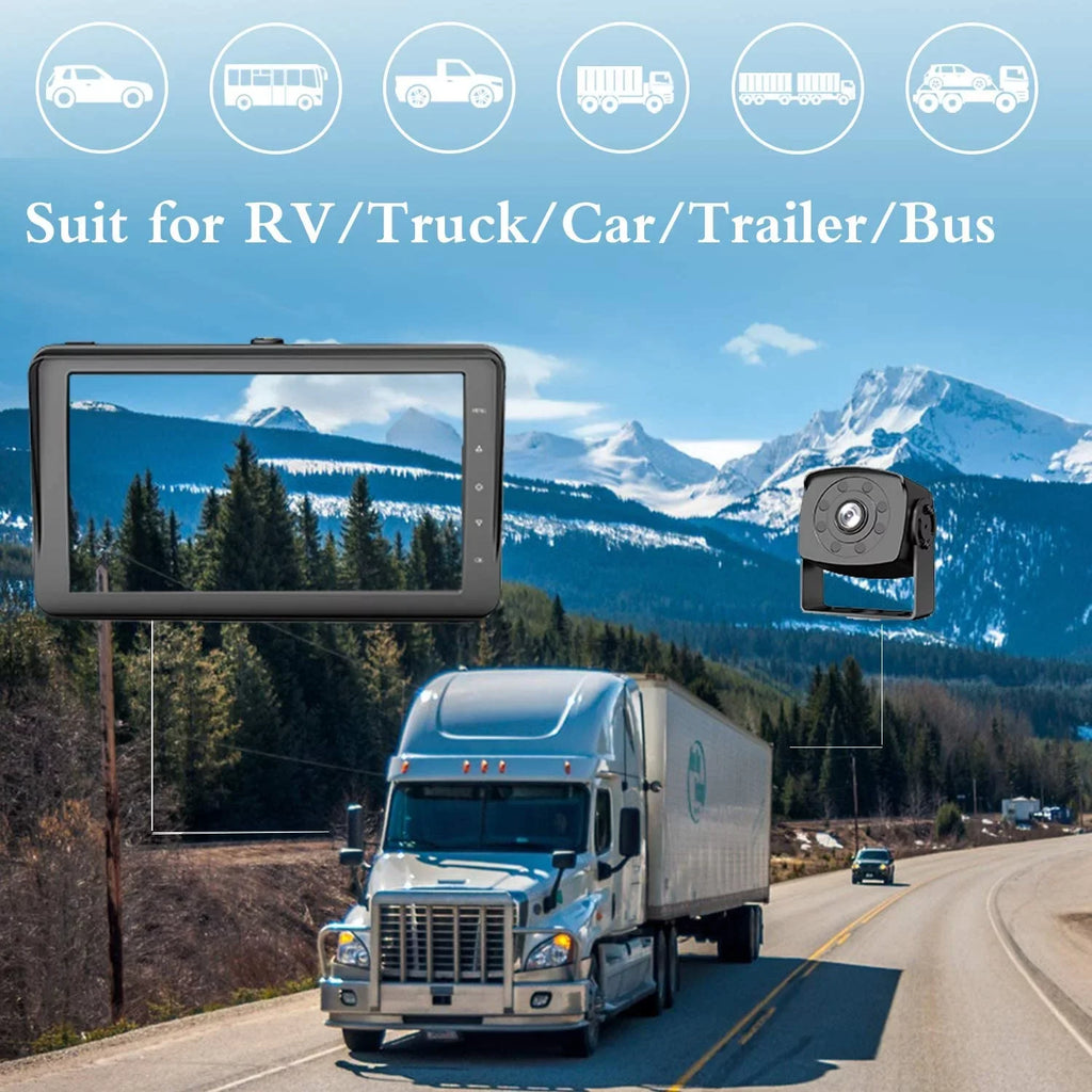 IP69 View Advanced Recording Rear with RV/Pickup/Truck/Trailer/Bus Function, Vision Camera Monitor Backup Erapta with for Waterproof, 1080P Night 7'' Camera DVR