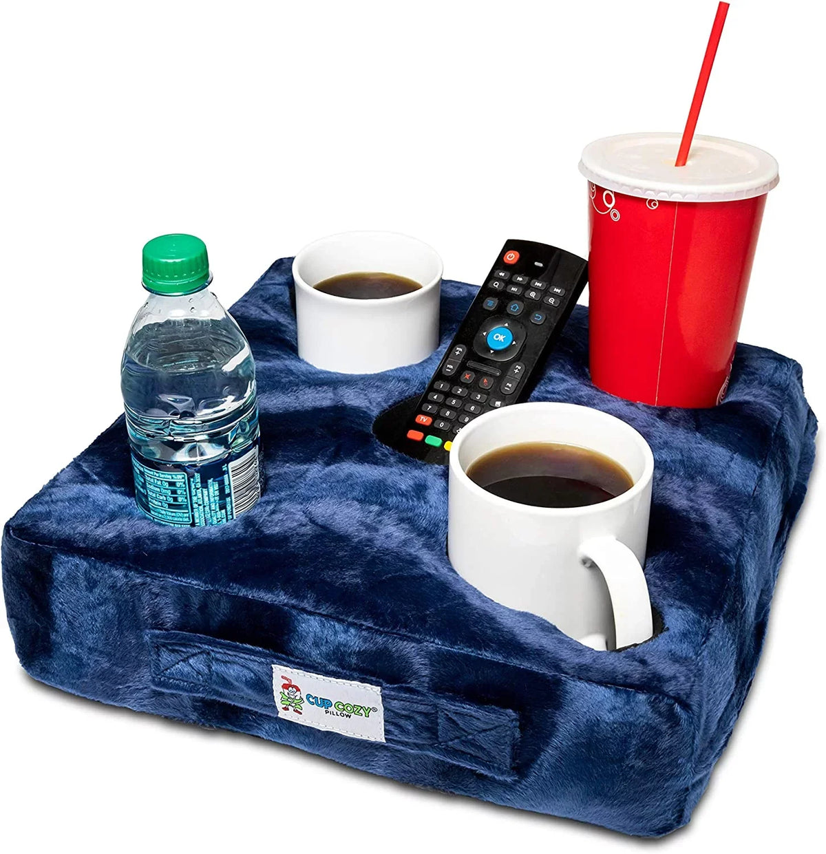 (Navy) spills. close TV BEST more! Deluxe Use on your cup Seen holder! prevent cave, As man drinks and world's car, Pillow -The bed, anywhere-Couch, Cozy park, Keep Cup floor, RV, beach and it