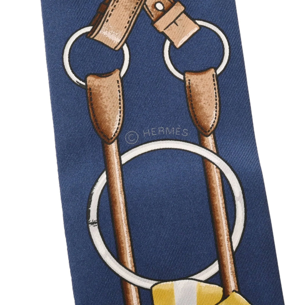 Pre-Owned Women's 100% Mario/Gold/Blanc Muffler JUMPING (Fair) Silk Scarf Twilly HERMES