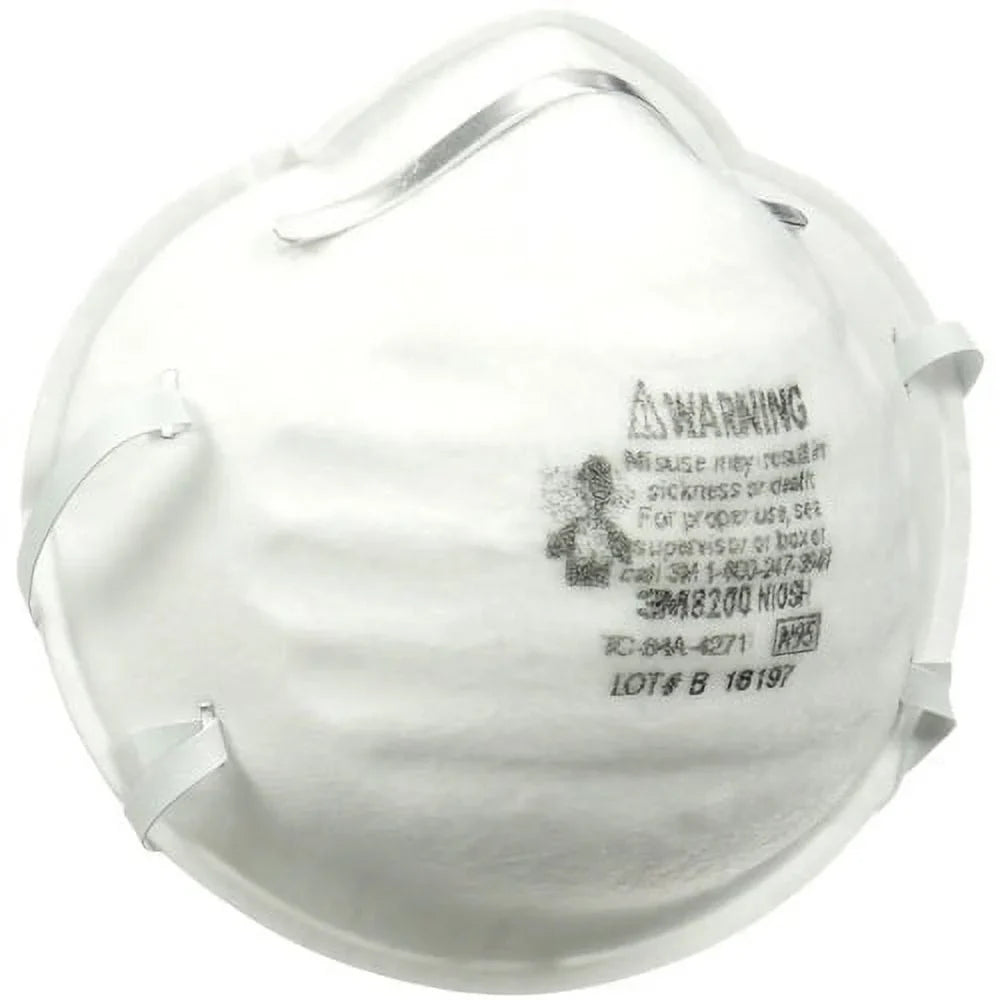 Clip Granular 12 3M Dust, Particle, Allergen Stretchable, 8200 Mold, Pesticide, Disposable, N95 Airborne - Lightweight, Particle Carton Nose Protection / - Adjustable Mask Respirator