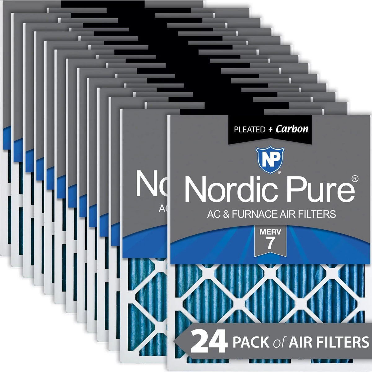 MERV Carbon (17_3/4x17_3/4) 7 Filters Pleated 18x18x1 Air Pack 24 Plus
