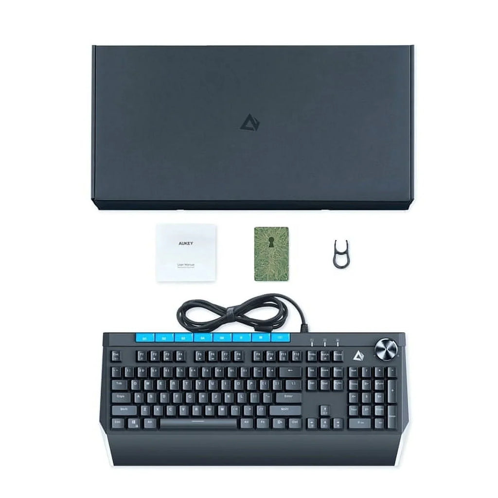 Mechanical 104key Button Keyboard with KMG17 Control AUKEY Volume Switches Blue
