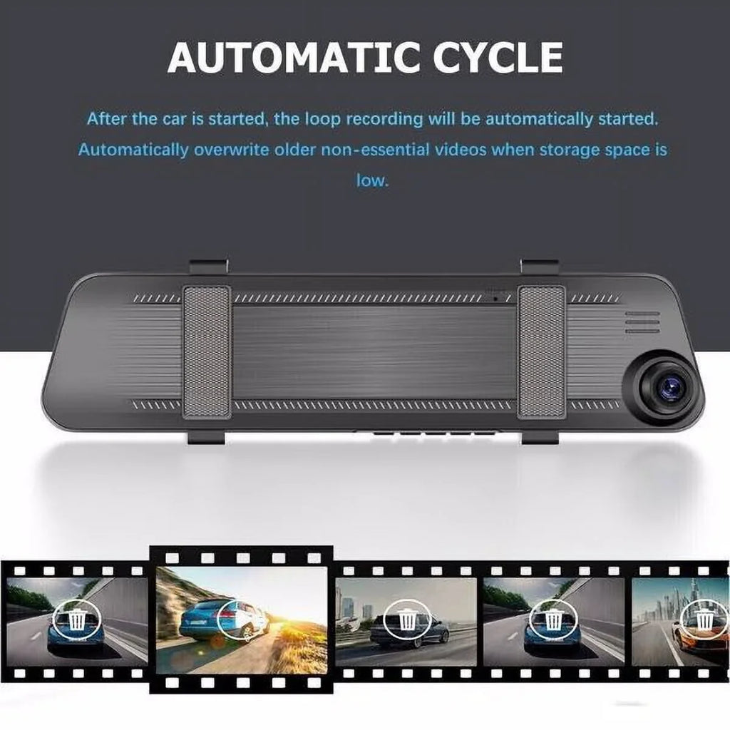 Video Rearview Mirror HD Recorder Car Dual DVR Rear Camera Cam Front 1080P Dash