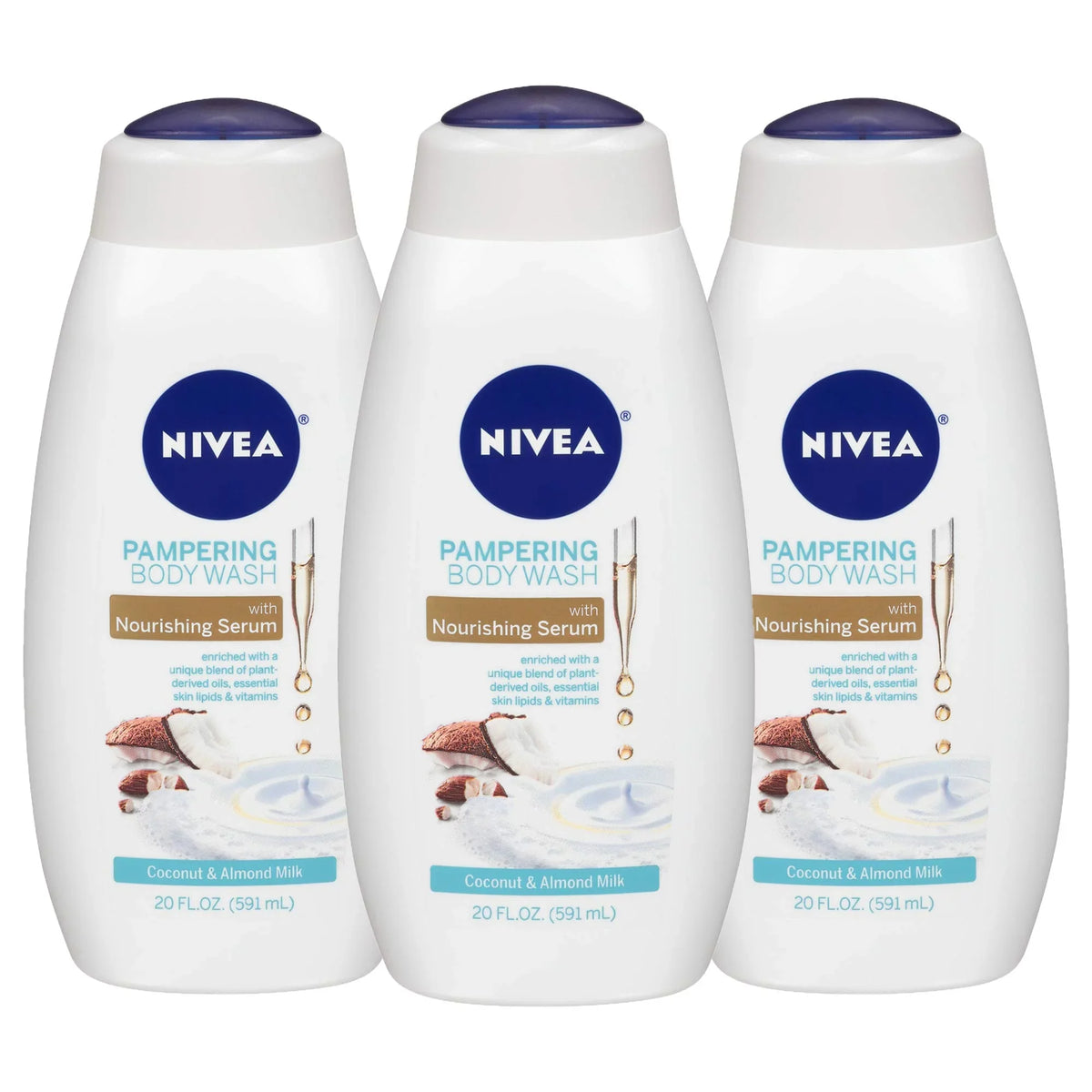 and Nourishing - Milk 3-Pack, 20 Serum, Body Fl Bottles Hydrating Coconut Trio Almond Oz Wash