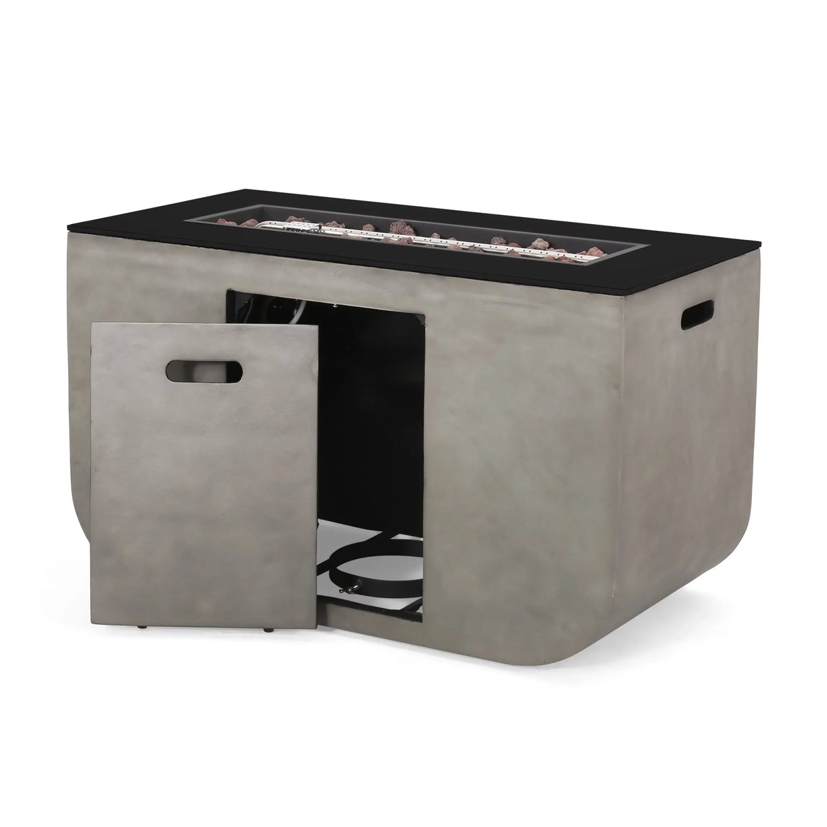 Table exterior Home Lightweight Rectangular Adio BTU and Concrete Christopher Modern 50,000 Pit Ceramic by Fire Knight 40-inch
