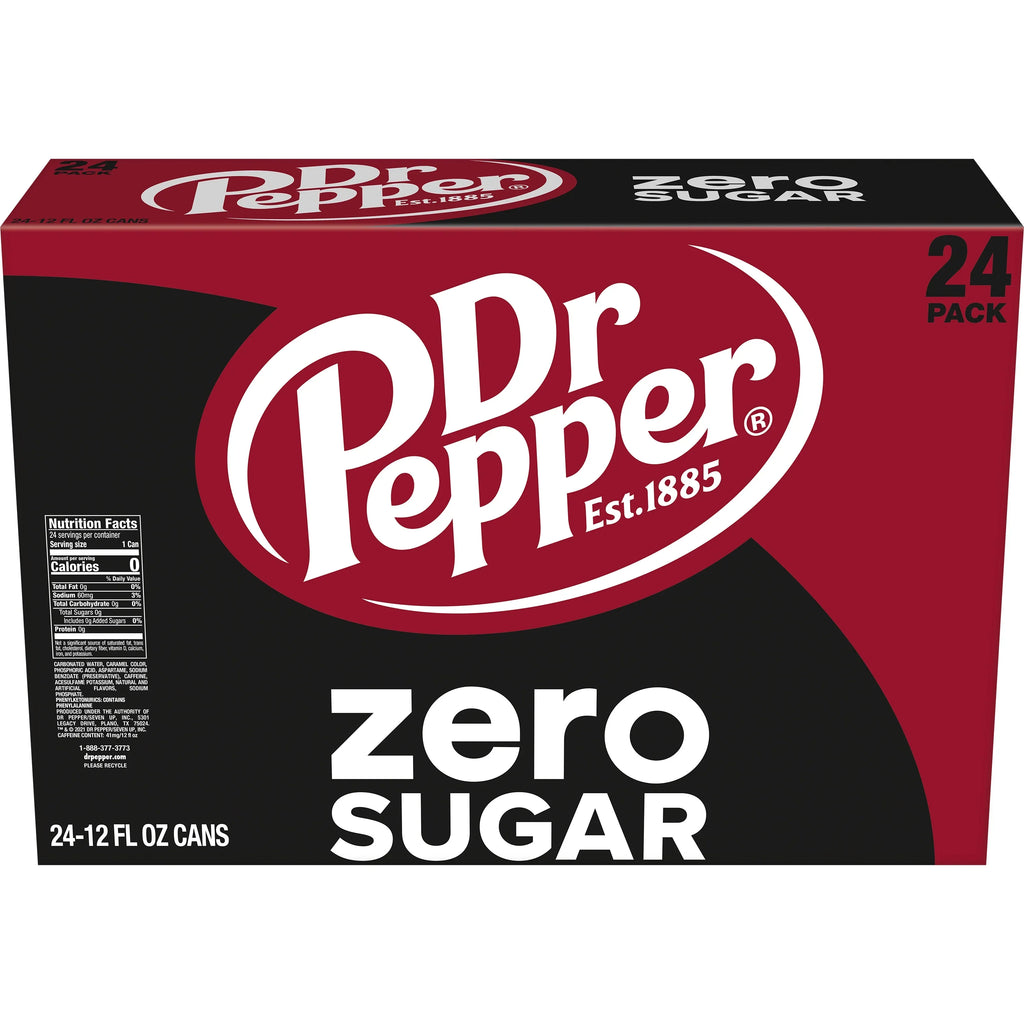 Cans Pop, Zero Soda Pack 24 Dr oz, fl Sugar 12 Pepper