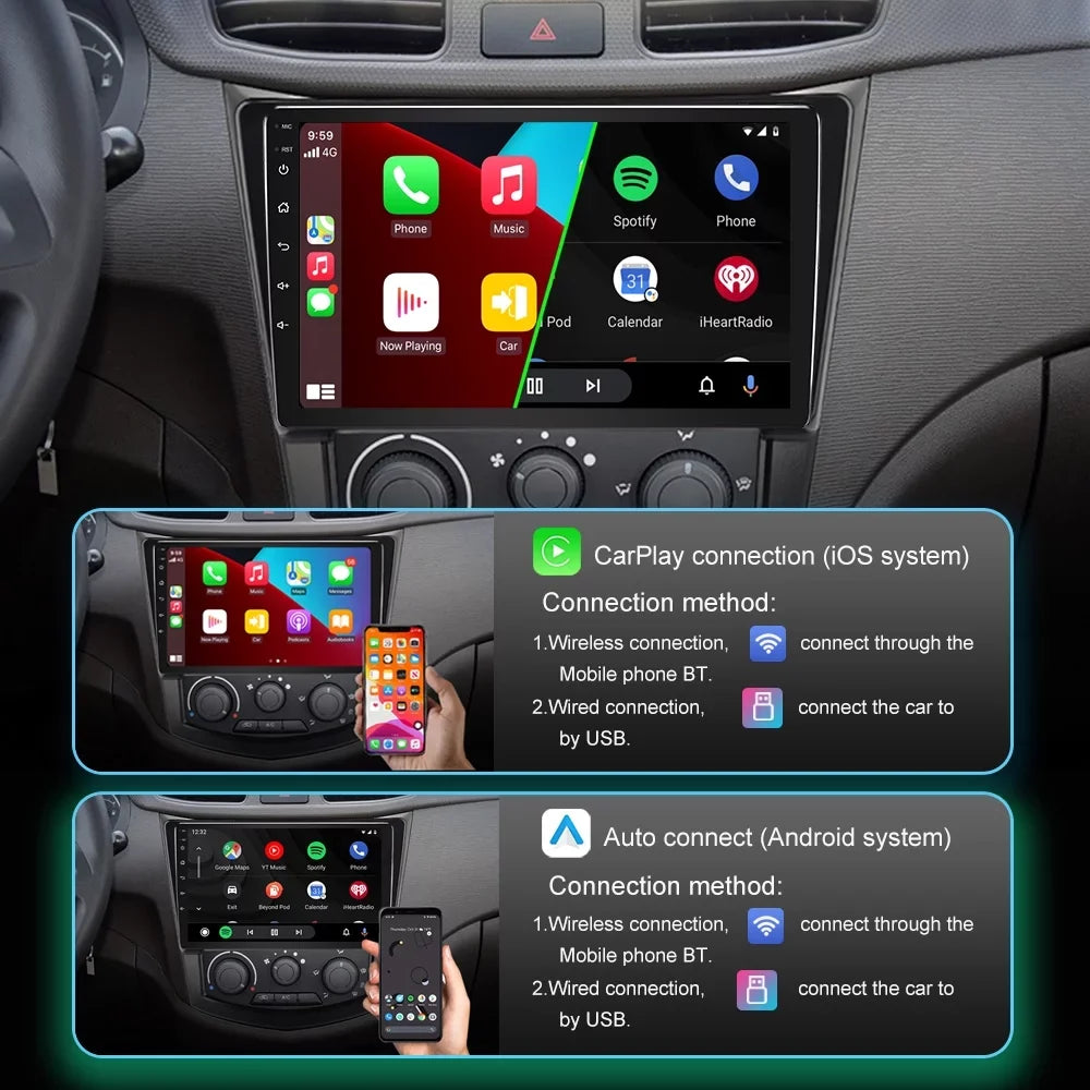 Screen Wireless Car Android Support Stereo 10 JMANCE 9" for Touch Radio Auto CarPlay 2011-2014 Andriod Sienna