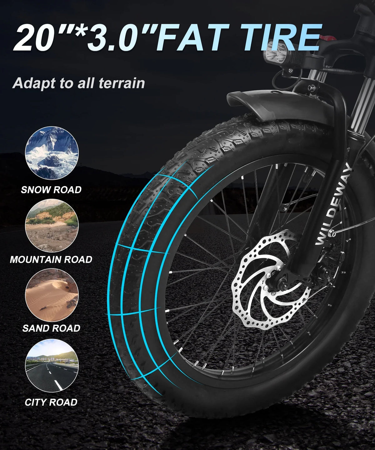 , City ,750w 32ah for Adults 7 Tire Beach Folding Removable Motor，48v Snow Speeds, Electric Battery Ebike Bicycle 20×3.0 Mountain Fat Wildeway