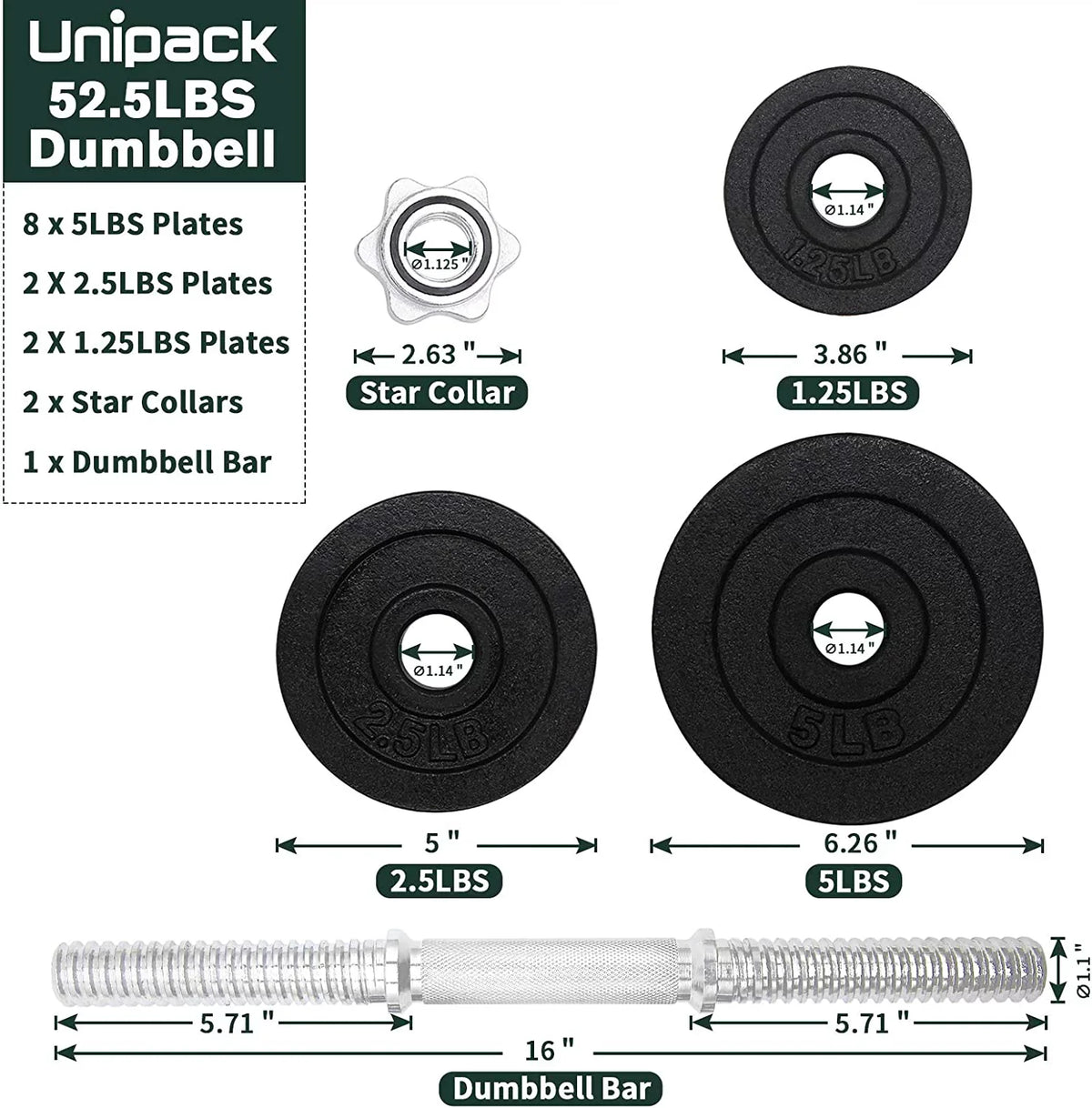 105lbs Adjustable Weight Iron Set Dumbbells Cast