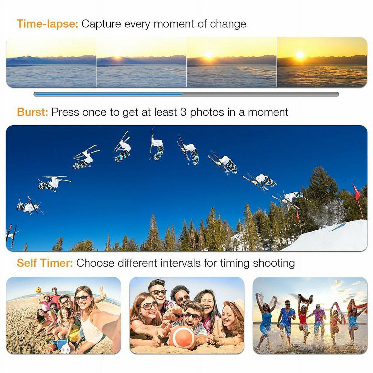 Waterproof, Under Camera HD Camera Included Carry TF 30M Battery, Action Sports 1080P Case Card,
