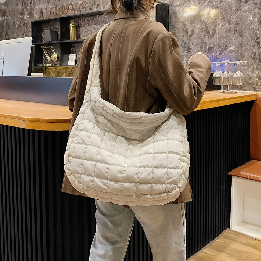 Tote Tote, Shoulder Argyle Capacity Junior Padded Bag, Quilted Bag Filled Crossbody Cotton Work Hobo For Quilted Large