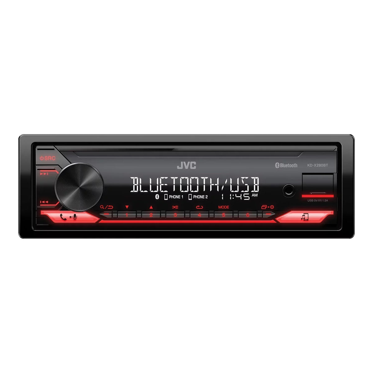 Digital JVC Bluetooth, Unit, Car KD-X280BT KD-X280BT Media Receiver with In-Dash Single-DIN