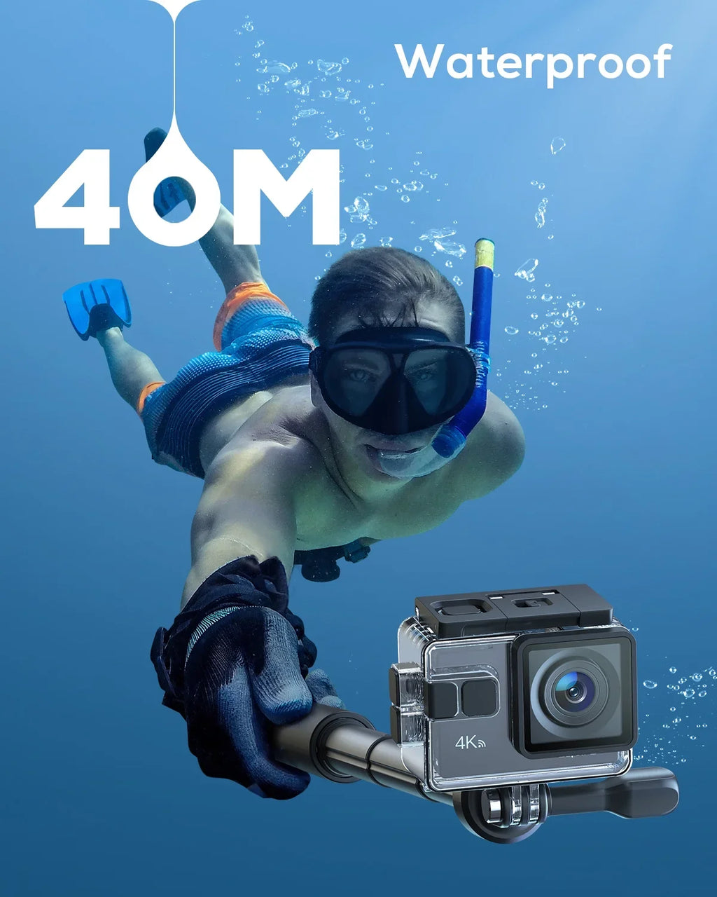 EIS WOLFANG WiFi Underwater Video 170� Cam Camera Action Camera Waterproof Camera Stabilization 20MP Action 40M 4K