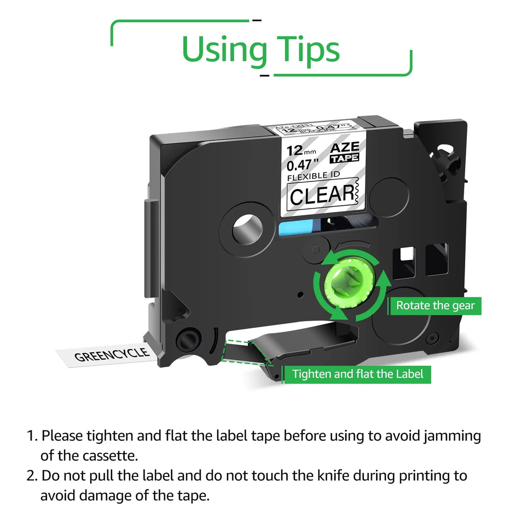 TZ-FX131 12mm P-touch 8m TZe Tape ID TZ-131 TZe-131 TZe-FX131 Wire TZ Black Compatible x for GREENCYCLE Label Flexible on Clear Cable 30PK Brother