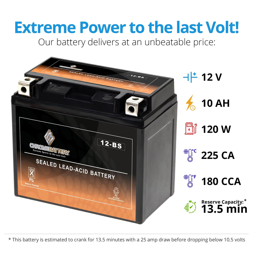 Gsx-r1100 180 Suzuki (12-BS Year W Volt,10 Battery - Ah, CCA) for Motorcycle - 1998) Battery 1100cc Chrome 12 YTX12-BS (1993