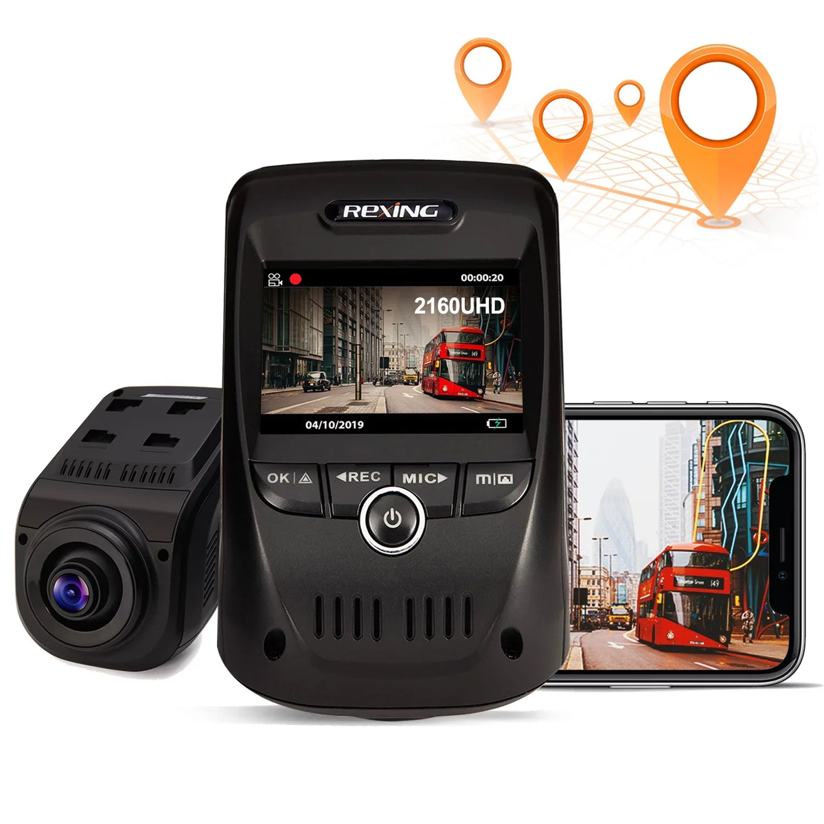 Channel V1 Max 2160P Dash GPS & Wi-Fi with 4K Cam Single Rexing