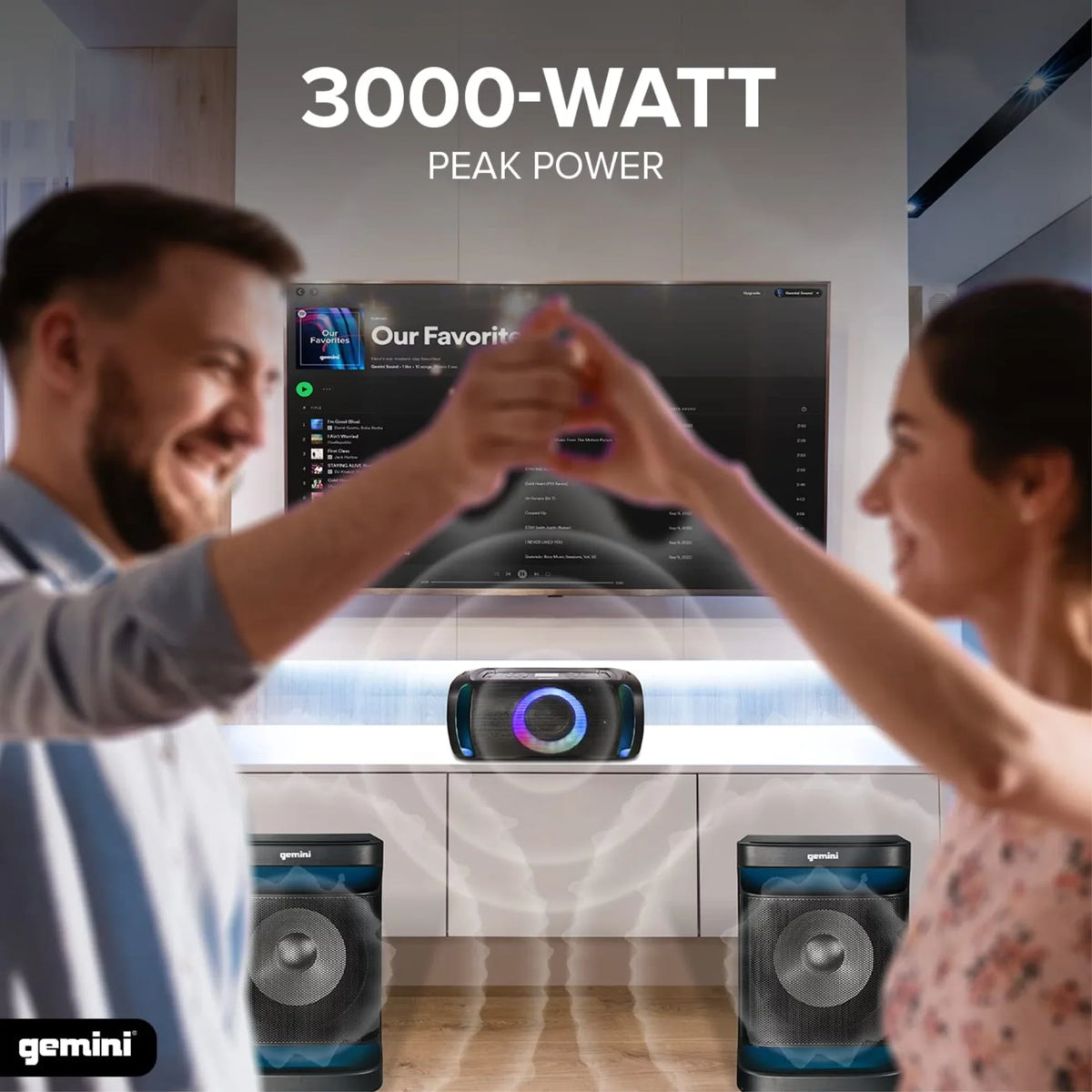 Light 4000W Sound LED Stereo Audio GSYS-4800 & Gemini System Bluetooth Watts with Theater Home Party