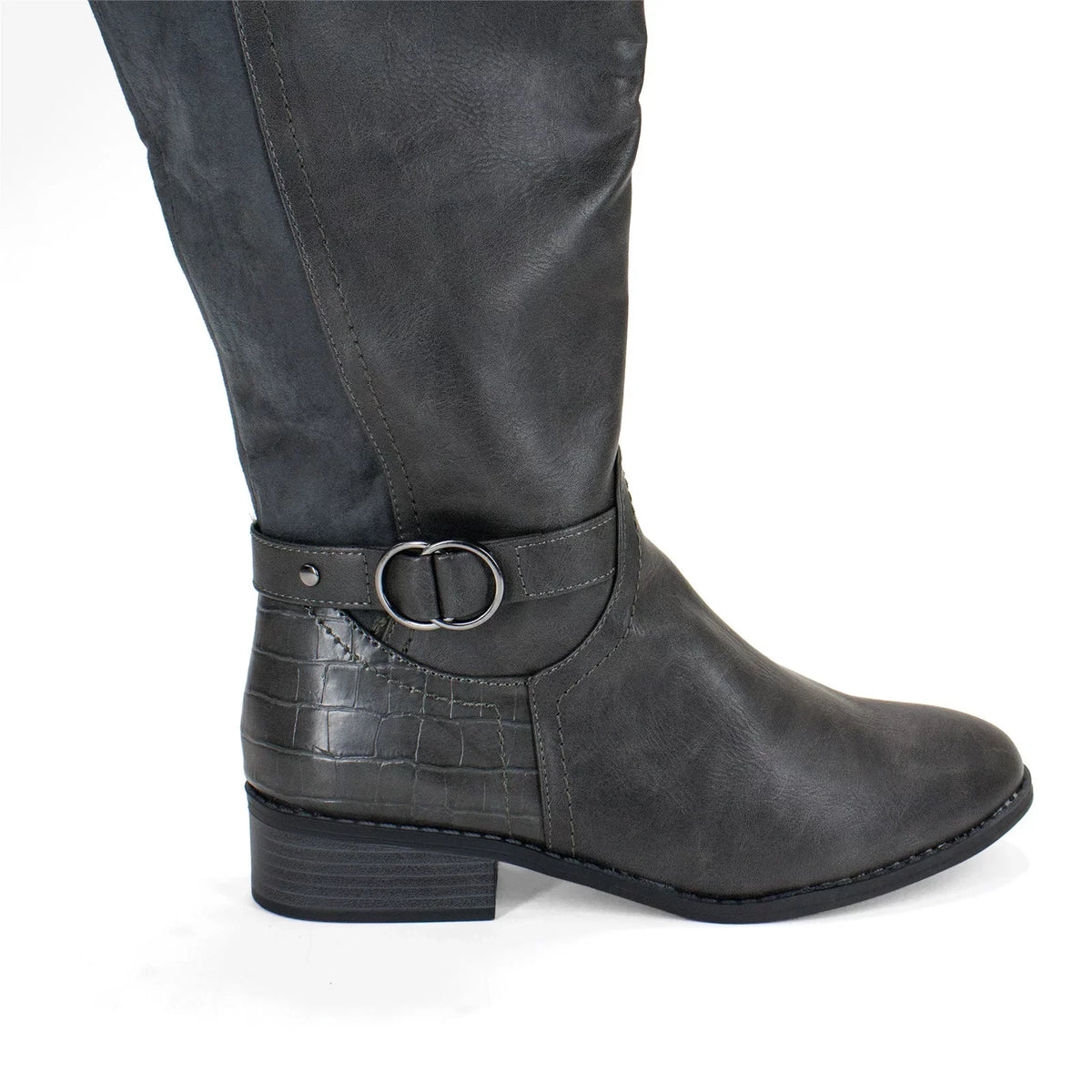 Women's Grey,8 US Scott M Extra Leandraa Calf Karen Riding Boot, Wide