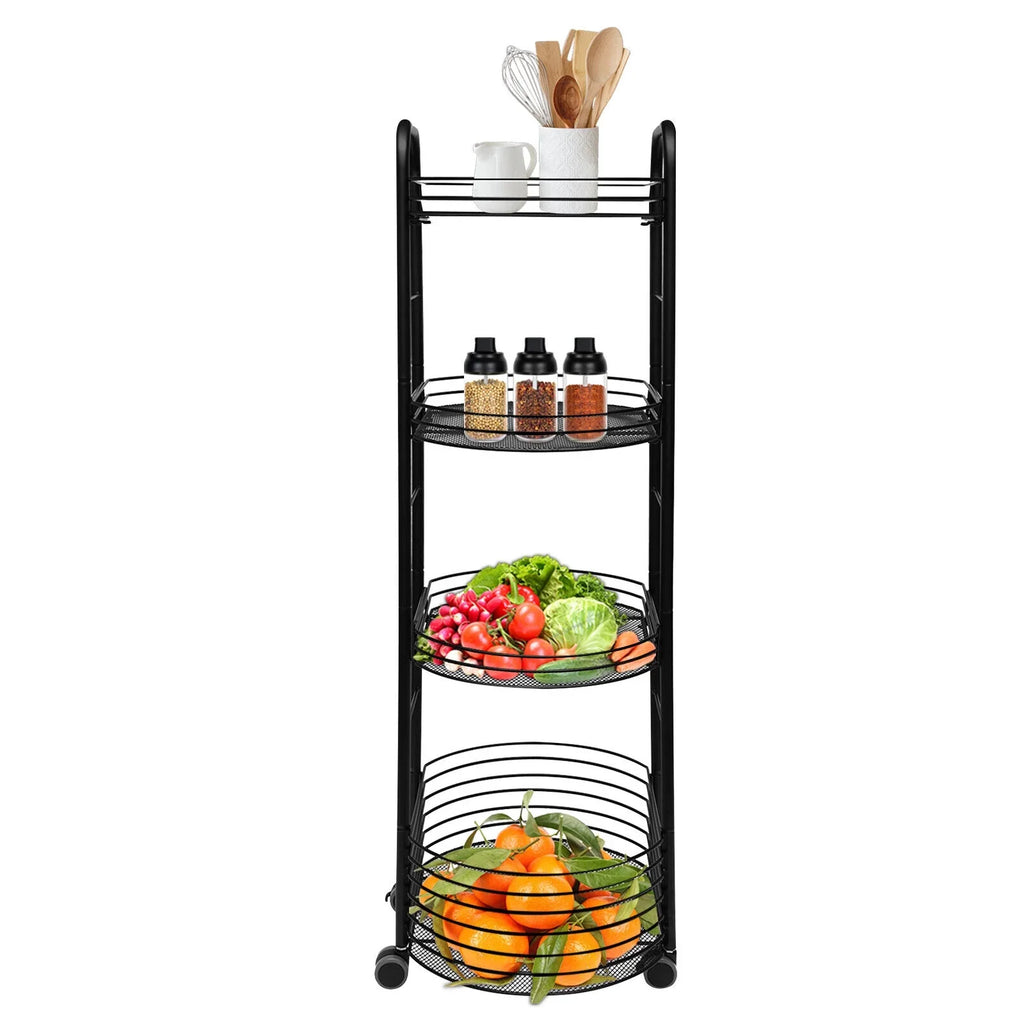 Shelf Utility Cart Kitchen Organizer Rack Trolley Storage Tier 4 Storage Movable