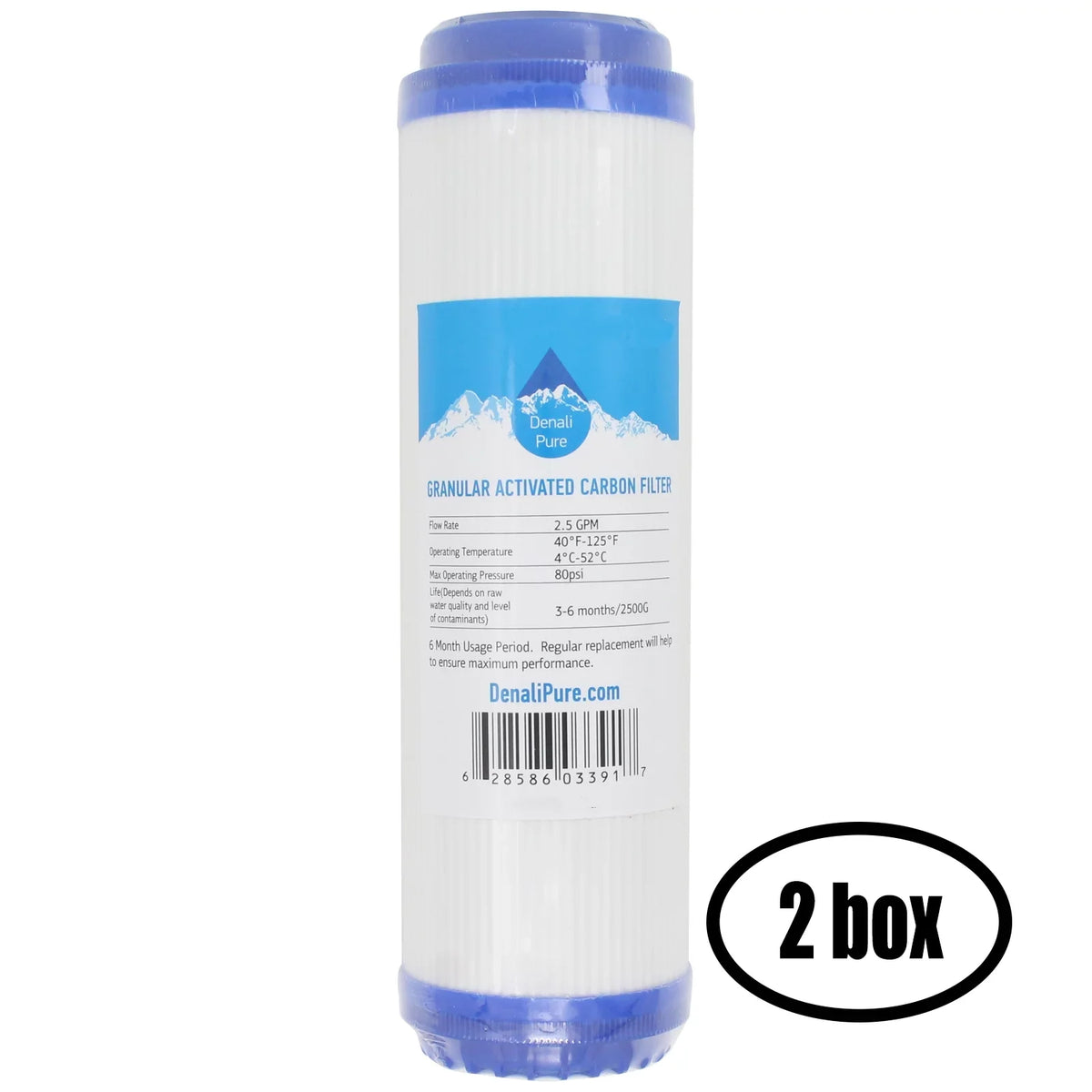 10-inch for UCF-03-14-USA for Brand Distributors Denali Sink Carbon Universal H2O Replacement 2 Stage Distributors Triple - Cartridge System Granular Pure H2O Boxes Activated Under of Filter -