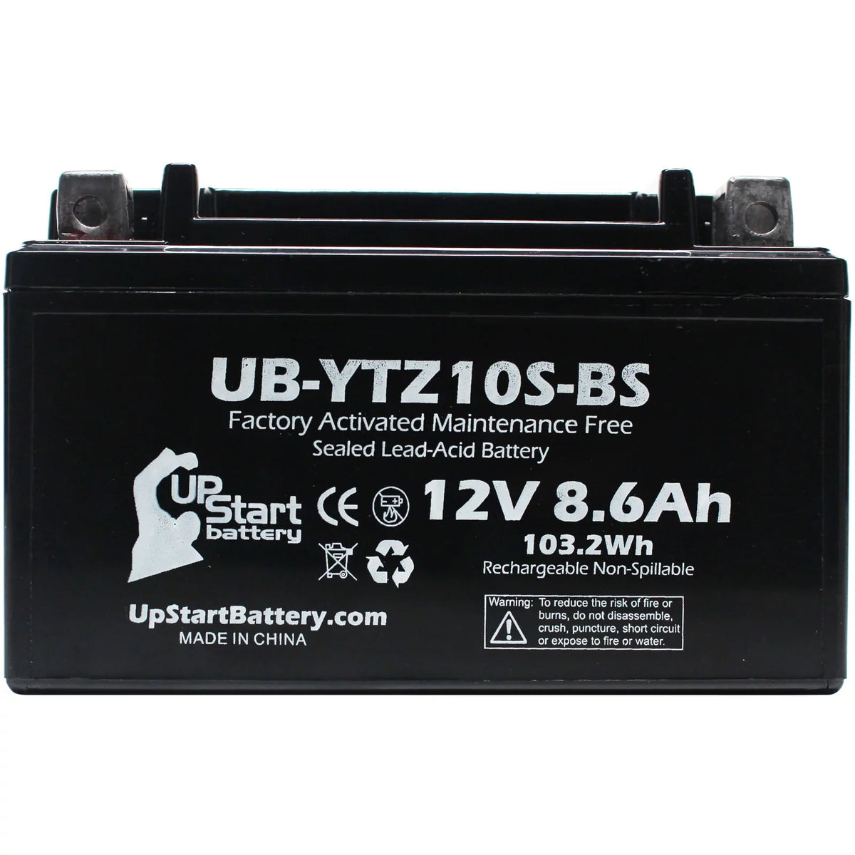 UB-YTZ10S-BS Battery Replacement 8.6Ah, 1000CC Activated, Free, 2005 YZF-R1 - Yamaha Battery 2-Pack Motorcycle UpStart 12V, Factory Maintenance