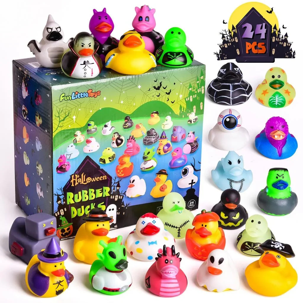Pcs Bath Baby Ducks,Rubber for Rubber Showers,Halloween or Ducks Halloween Treat,Halloween Party Toys 24 Fun Toys Little Decor Trick Favors
