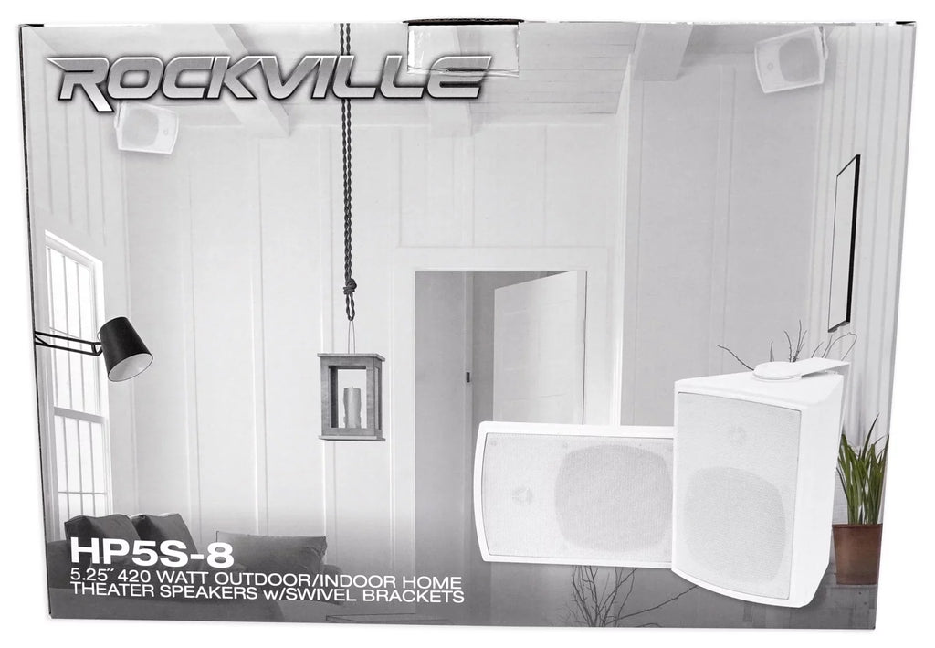 Home Rockville 5.25" (8) Brackets exterior/Indoor Theater HP5S-8 Speakers+Swivel