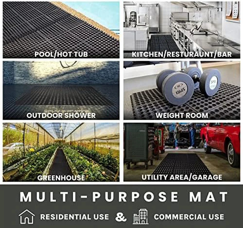 Interlocking Kitchen Door Garage Inch Shower Bar Restaurant Anti exterior X For Indoor Non-Slip Flooring Rubber Pool 36 Drainage, 36 Fatigue Floor Floor Mat Mat Durable