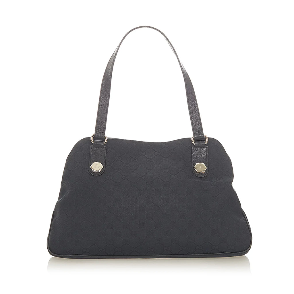 Pre-Owned Shoulder Bag GG Fabric Women Canvas Black (Good)