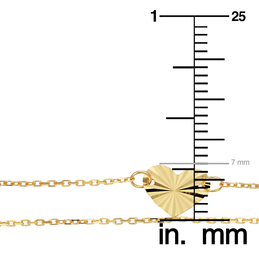 to Gold Diamond-Cut Yellow 7.5 6.5 (adjusts Double Strand 14k Kooljewelry Bracelet or Heart inch)