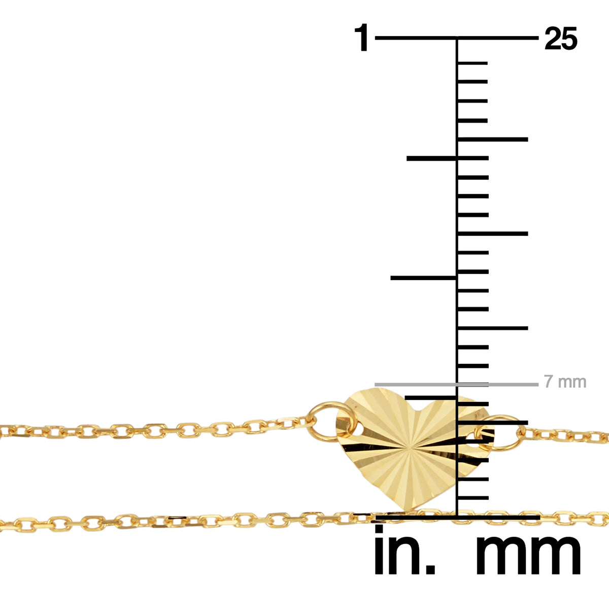 to Gold Diamond-Cut Yellow 7.5 6.5 (adjusts Double Strand 14k Kooljewelry Bracelet or Heart inch)