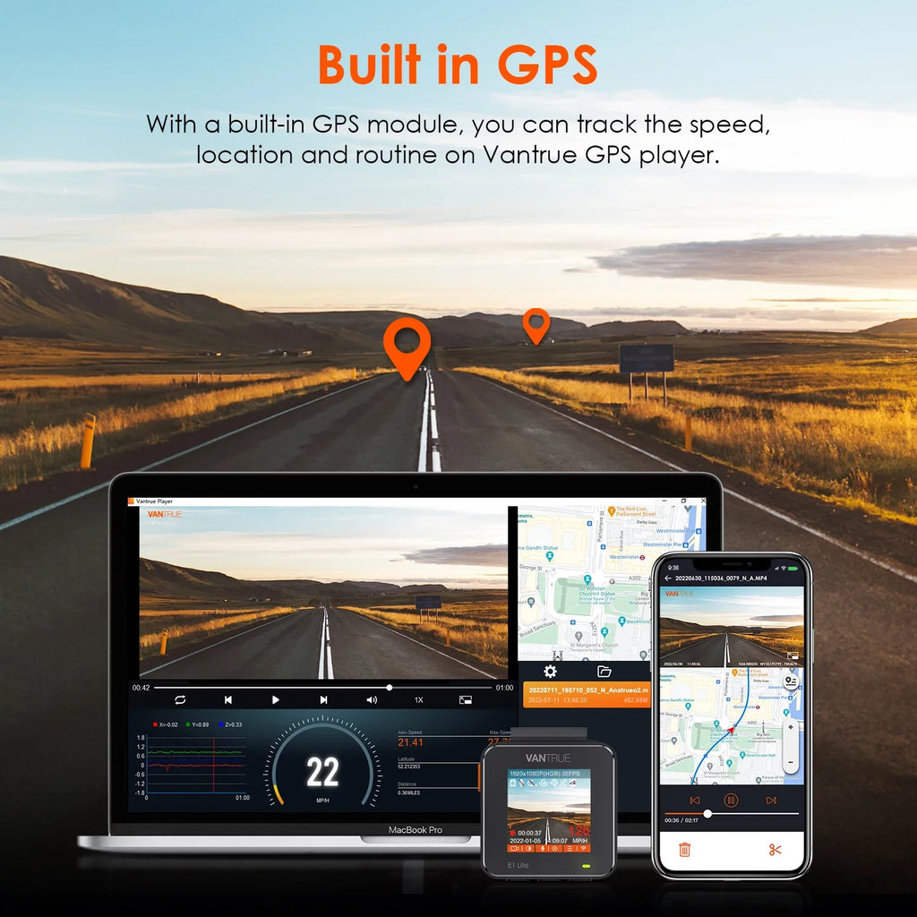 Control System, Compact 512GB with Car Dash Support WiFi Voice W camera G-Sensor, Max 24/7 GPS Lite) Cam 160° (E1 Vantrue Mode, Mini X Angle, 1080P, Dual Parking 1920 Wide