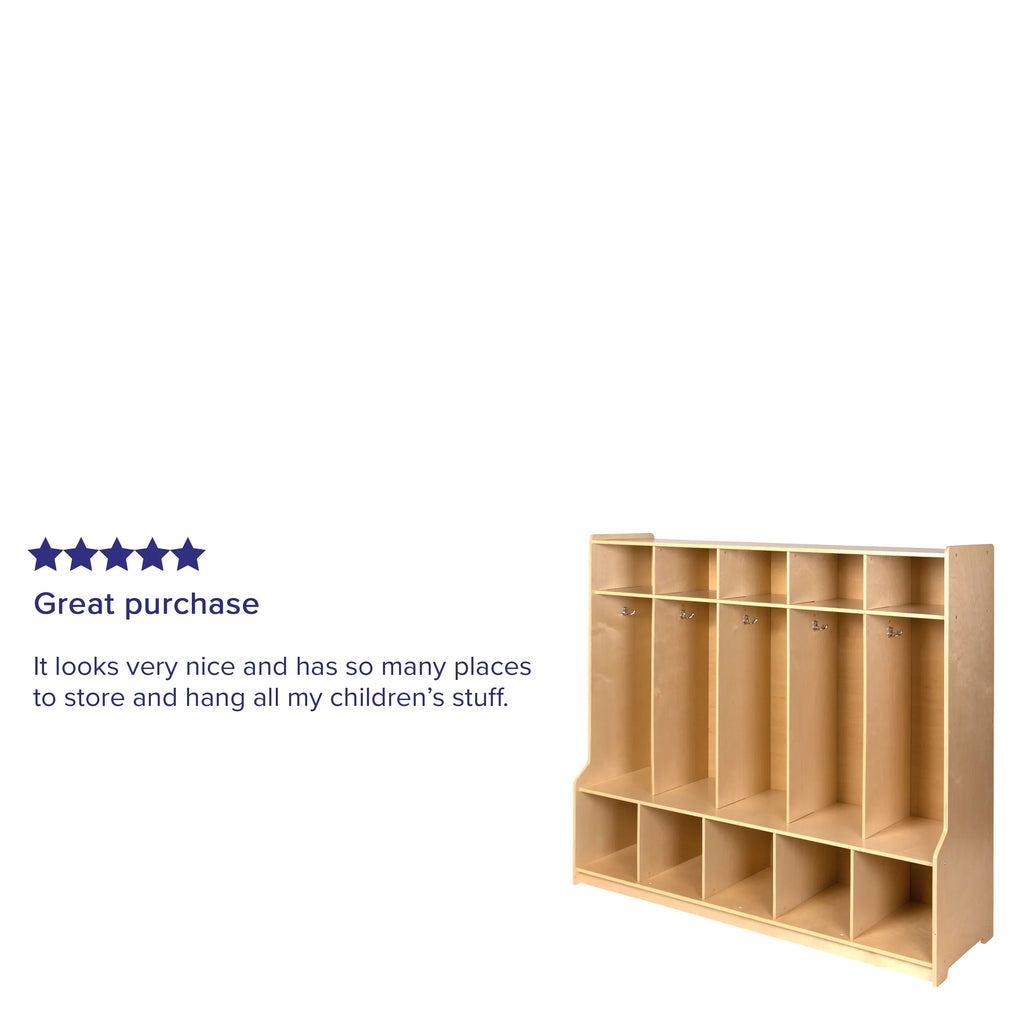 Locker Coat Storage with Cubbies 5 Wood Section Emma School Organizer and Hook Oliver Bench, +