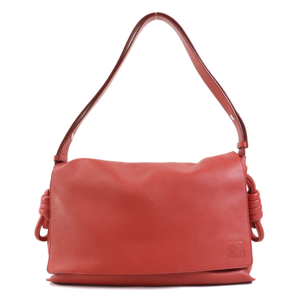 Orange (Good) Bag Pre-Owned Leather Shoulder Red Women's LOEWE
