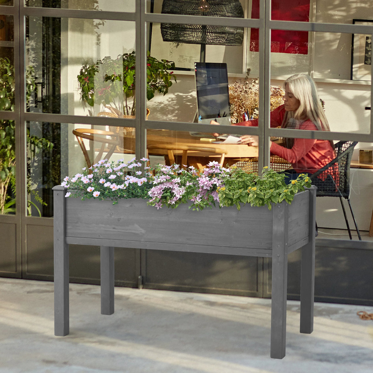 Cabinet Table Carts Grill Island, Kitchen Table Grill Dining BBQ Storage exterior exterior for (Grey) Party, Prep Kitchen Table Metal Wheels, Home Bar Cooking Patio, with