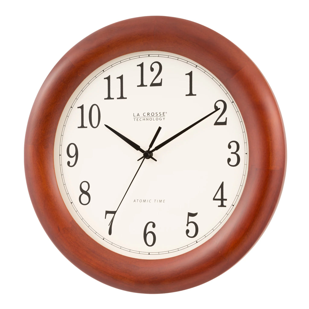 Crosse Cherry Wood Clock, Atomic Inch Technology Oak La 12.5 finish Analog WT-3122A-Int