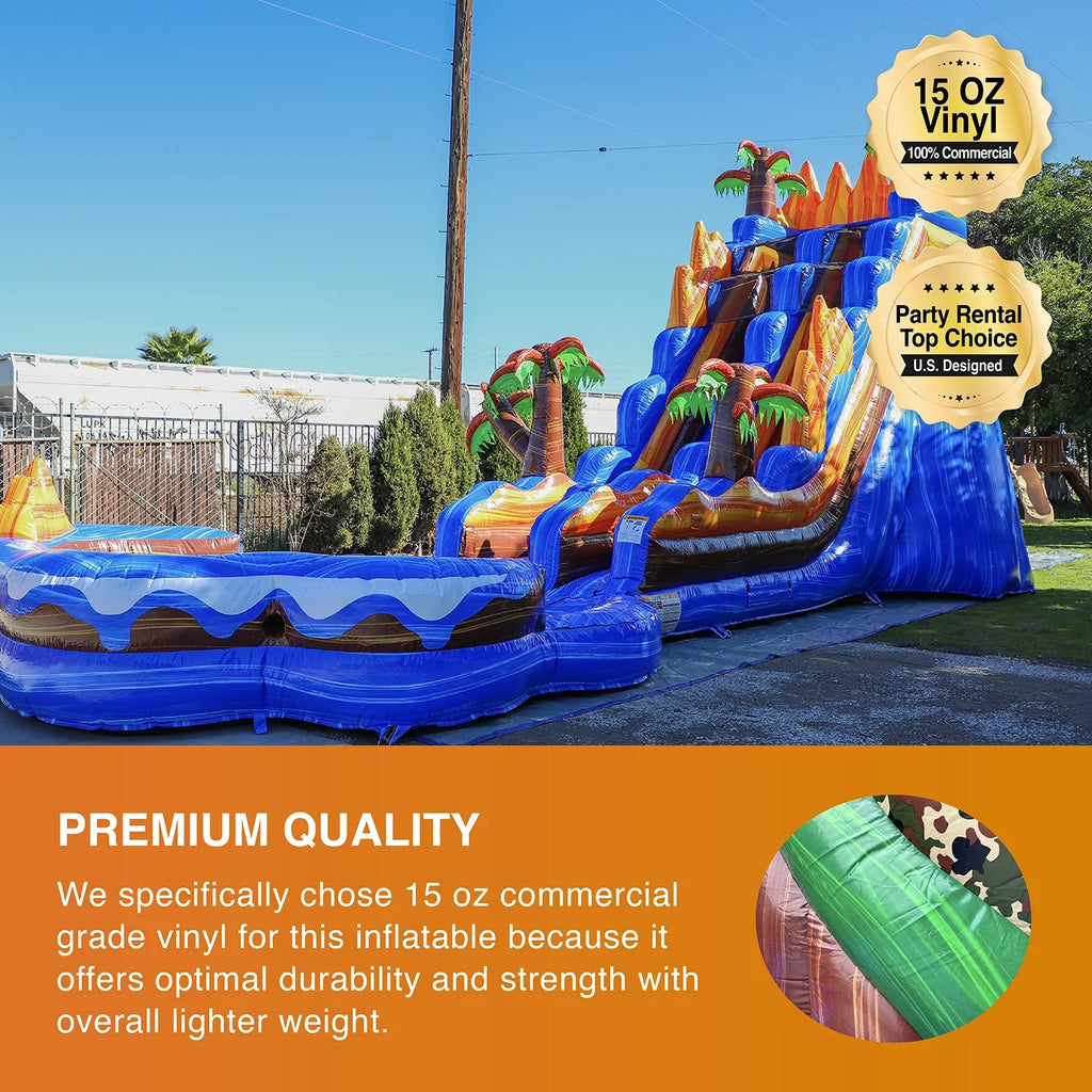 Blower), PVC Commercial with JumpOrange Detachable and Grade Pool Adults Vinyl Waterslide, Inflatable exterior (with for 19' Tall Oasis liquid Kids Slide