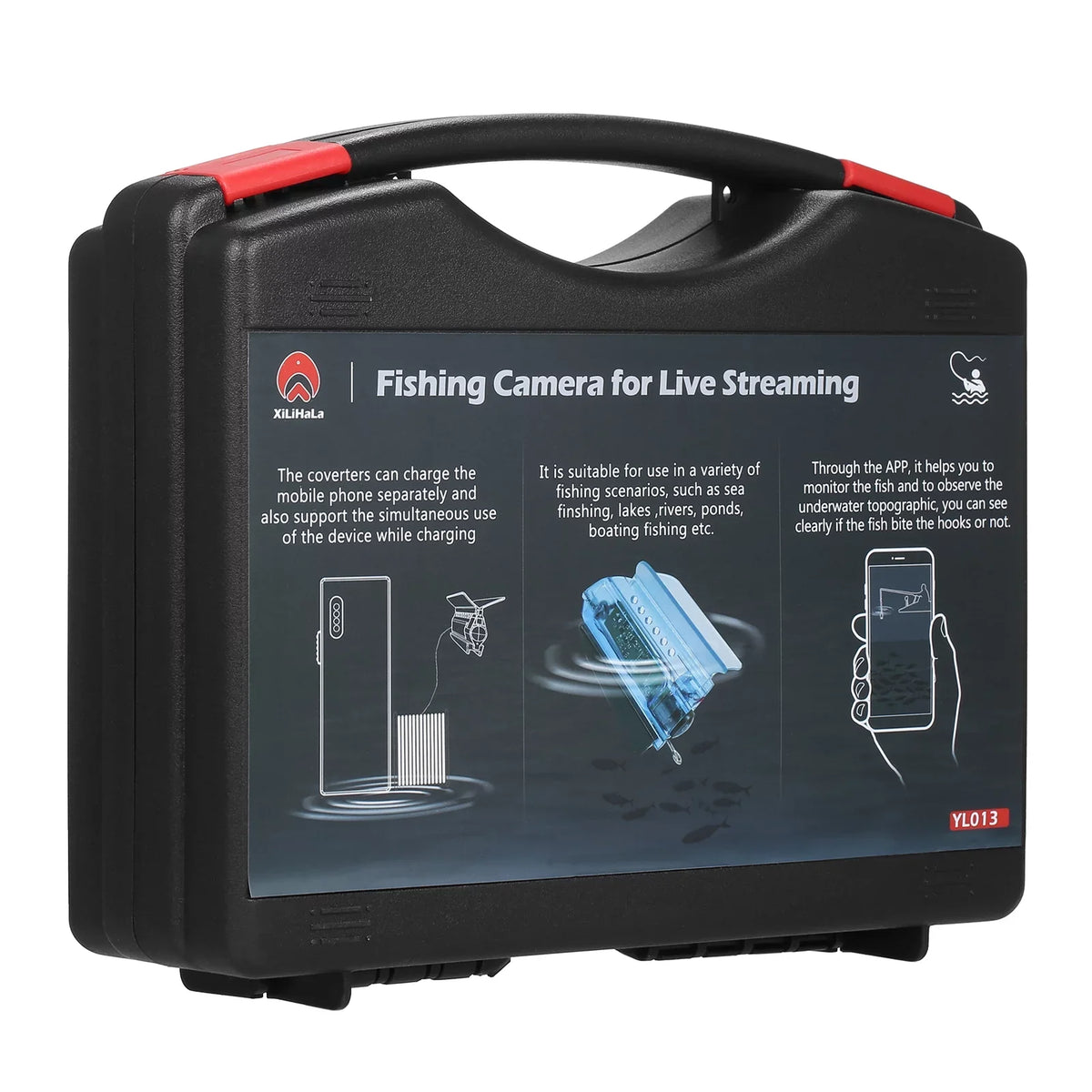 Fishing Live Mobile Bait Finder Camera with Lake Boat Cable Control Camera APP for Holder MIXFEER 50M Sea Fishing Underwater Kayak 1080P Cage Fish Video Ice Phone with Fishing Case Carry